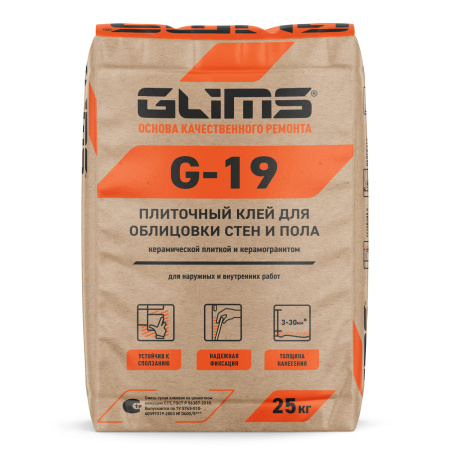 Плиточный клей GLIMS® G-19 для облицовки стен и пола